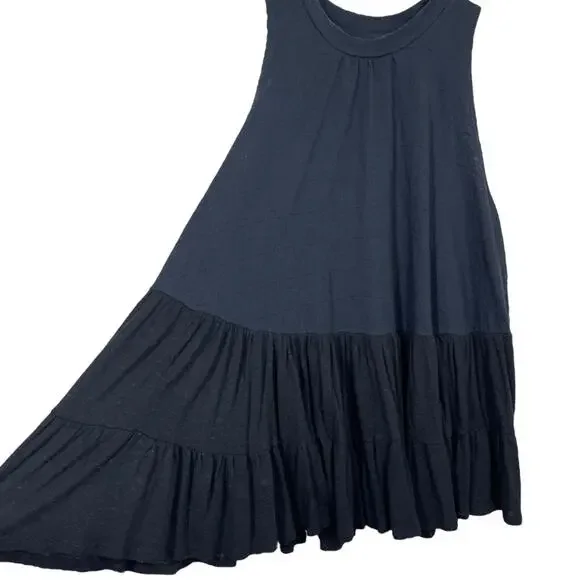Free People Right On Time Tunic Top XS Black Sleeveless Oversized Tiered Boho - Picture 4 of 7